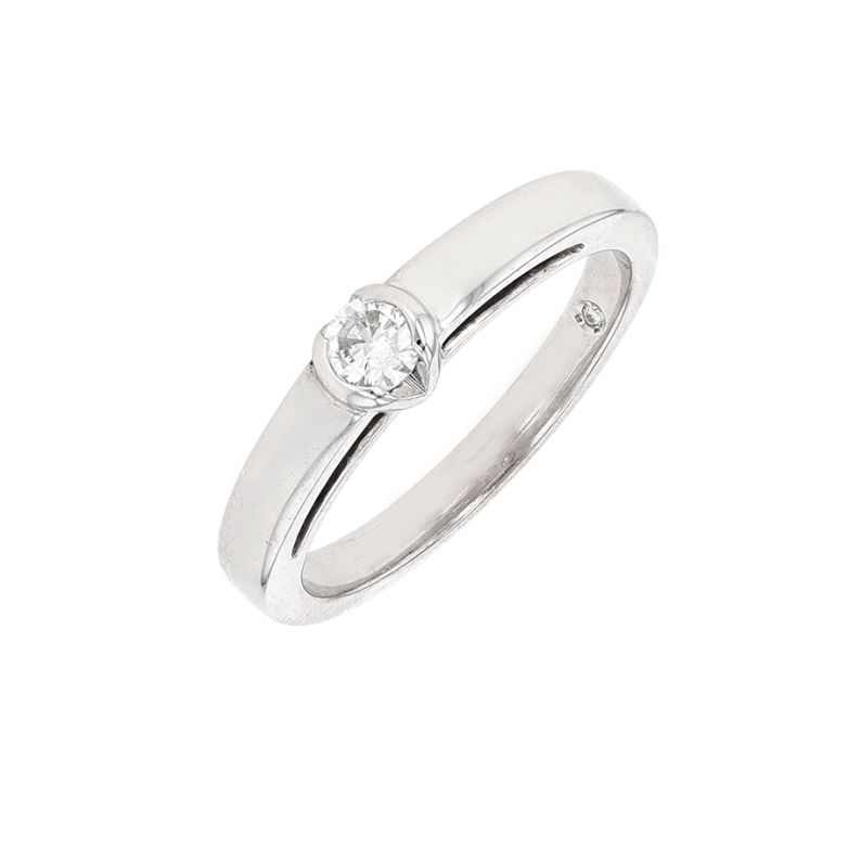 Solitaire diamant 0.12 carat or blanc 2.93g Comme neuf -  reconditionné disponible sur Gemme Les Bijoux